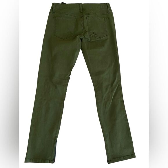 Buckle Flying Monkey ankle zip distressed skinny jeans army green NWT size 27 - Picture 7 of 9